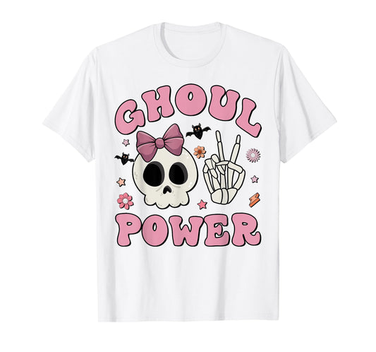 Retro Ghoul Power Halloween Girl Power Skull Toddler Kids T-Shirt