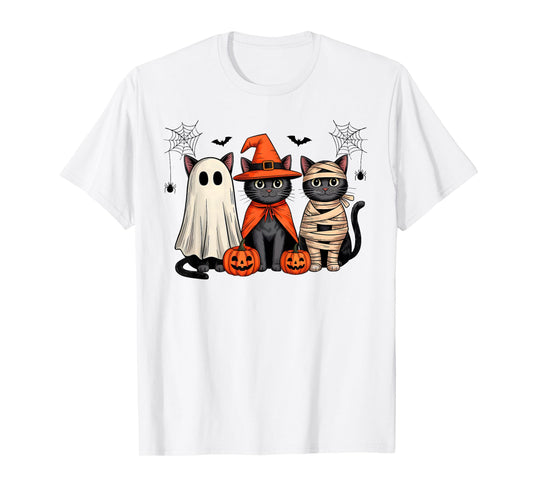 Cute Ghost Black Cat Witch Mummy Pumpkin Halloween Costume T-Shirt