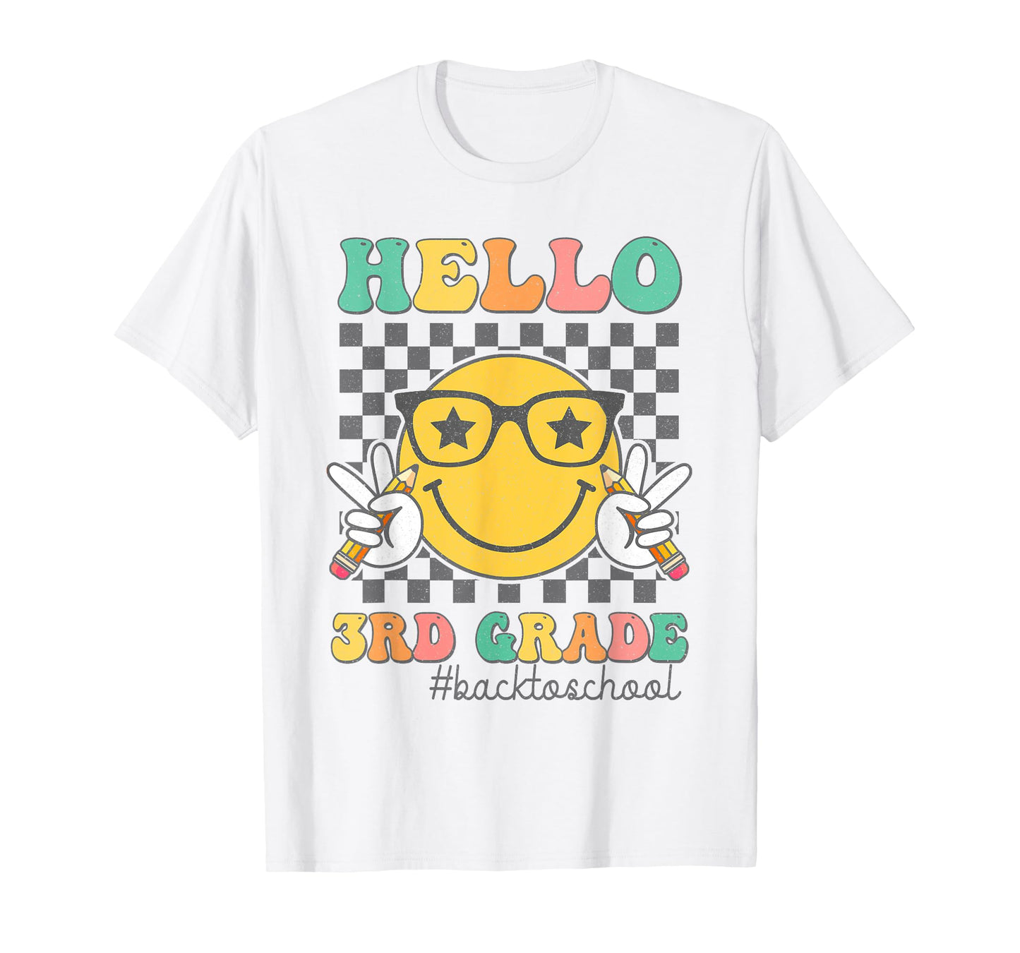 Hello 3rd Grade Smile Face First Day Of School Third Grade T-Shirt