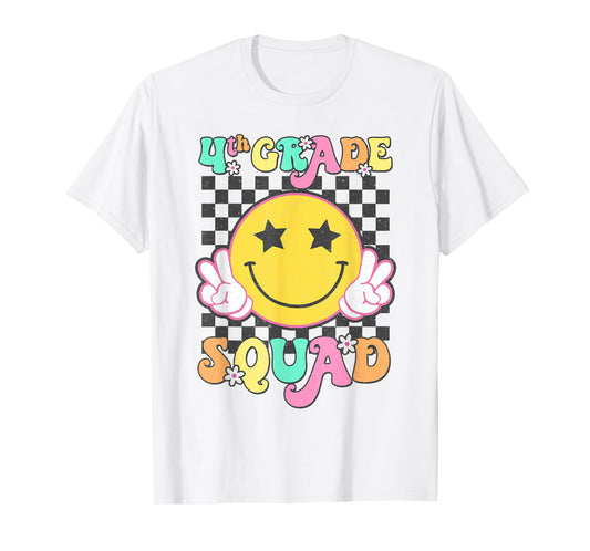4th Grade Squad Cute Smile Face First Day Of School Girls T-Shirt
