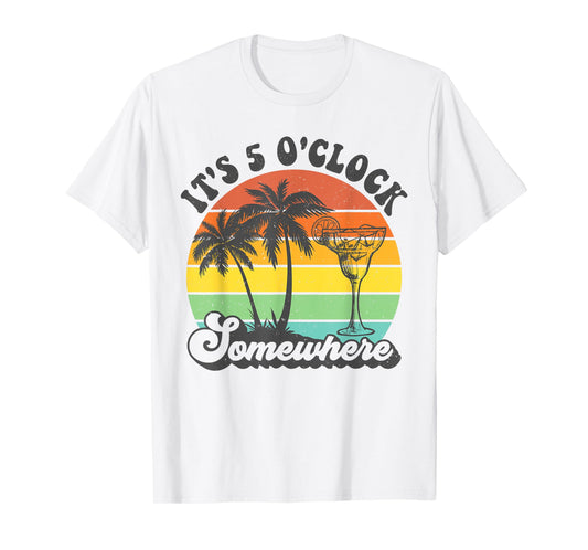 It's 5 O'clock Somewhere Coconut Tree Funny Summer Beach T-Shirt for Men Women