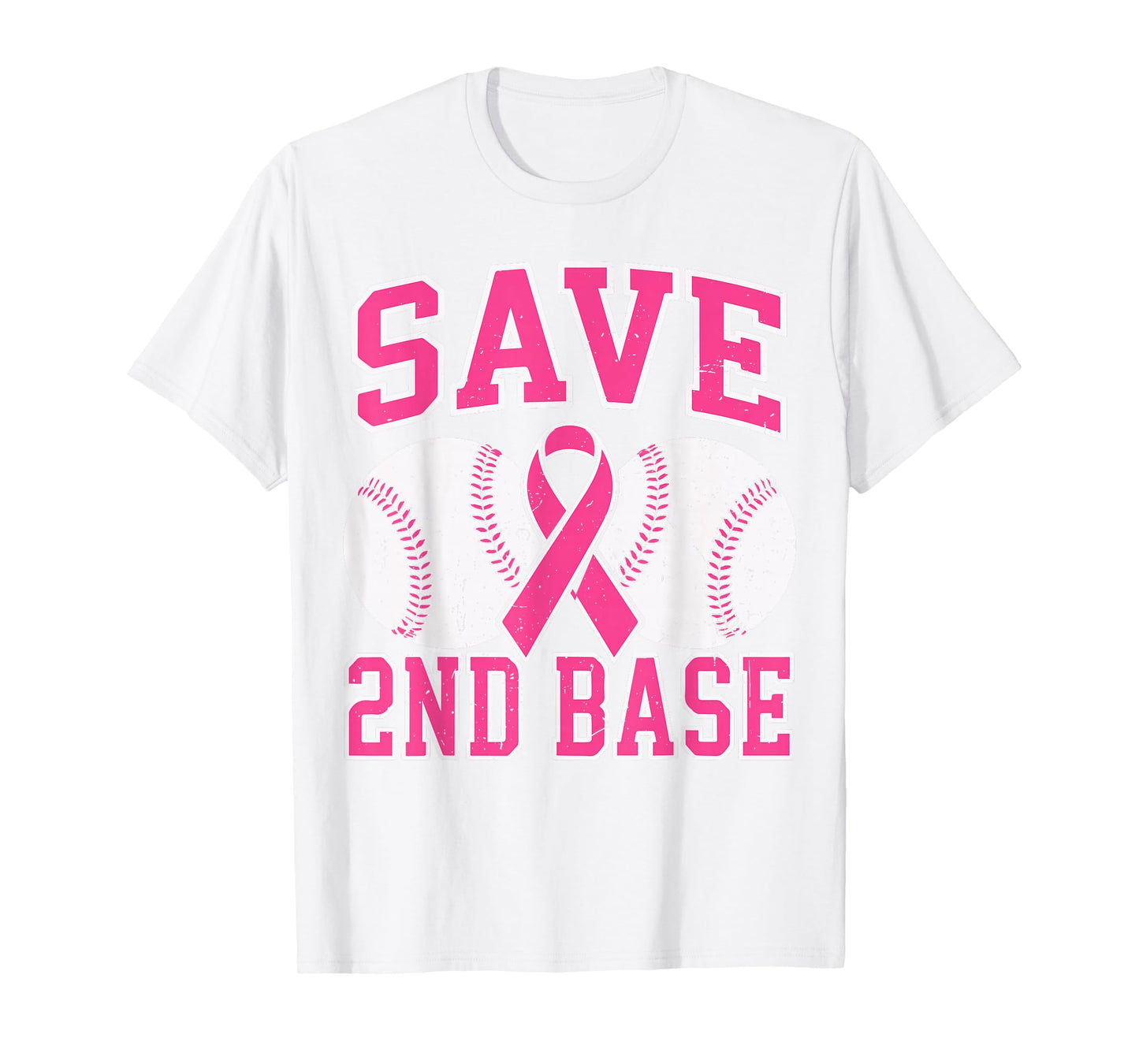 Save Second 2nd Base Baseball Funny Breast Cancer Awareness T-Shirt