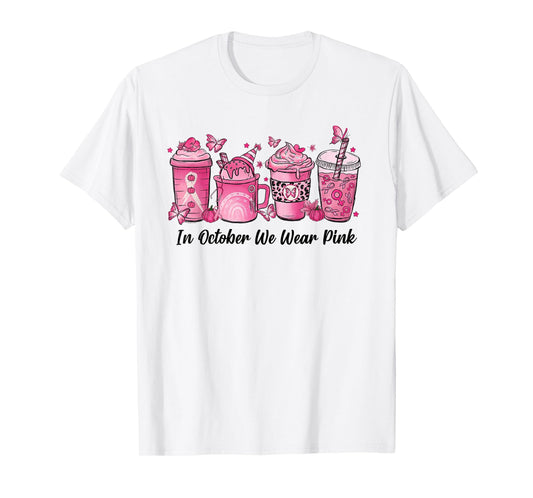 In October We Wear Pink Leopard Breast Cancer Coffee T-Shirt