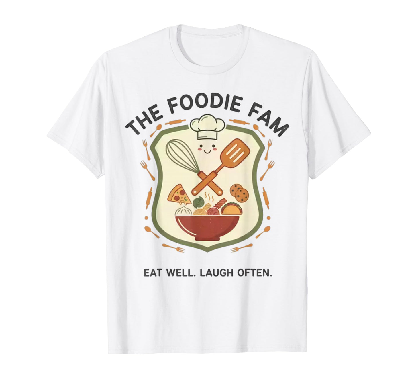 Foodie Family Crew – Eat Well Laugh Often Group Cooking Club T-Shirt