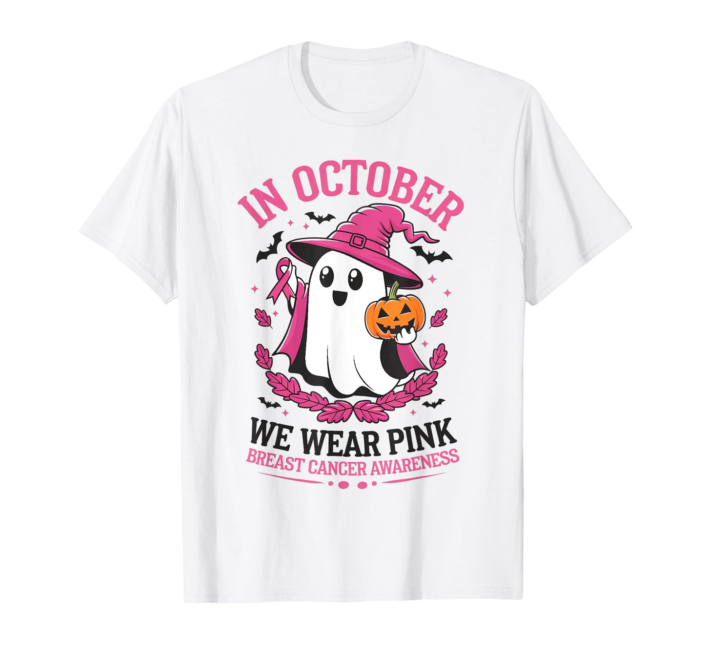 In October We Wear Pink Breast Cancer Awareness Halloween T-Shirt