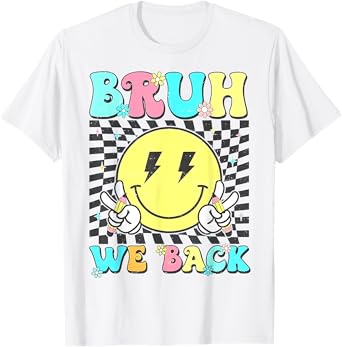Bruh We Back Teachers Retro Back To School Boys Girls Kids T-Shirt