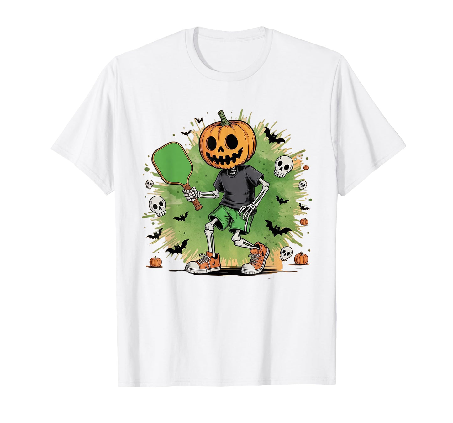 Pickleball Halloween Season Costume Spooky Skeleton Paddle T-Shirt