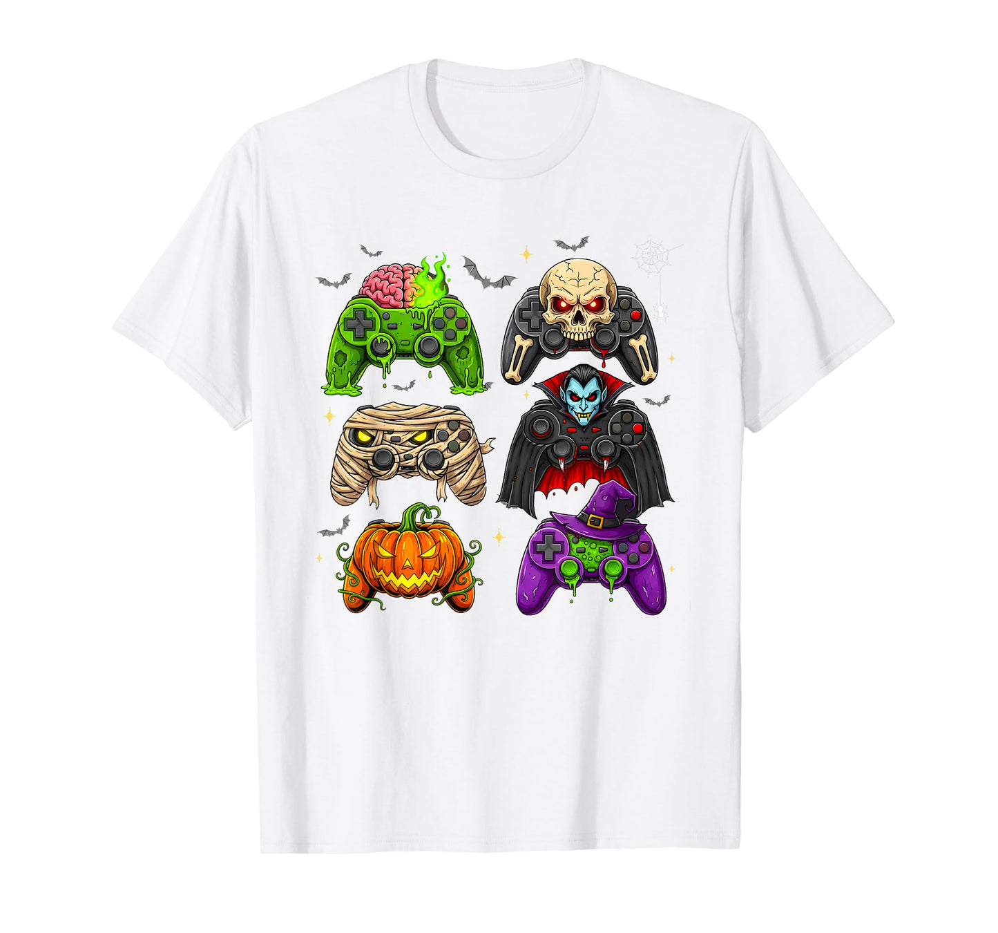 Halloween Gamer Skeleton Zombie Mummy Witch Vampire Gaming T-Shirt