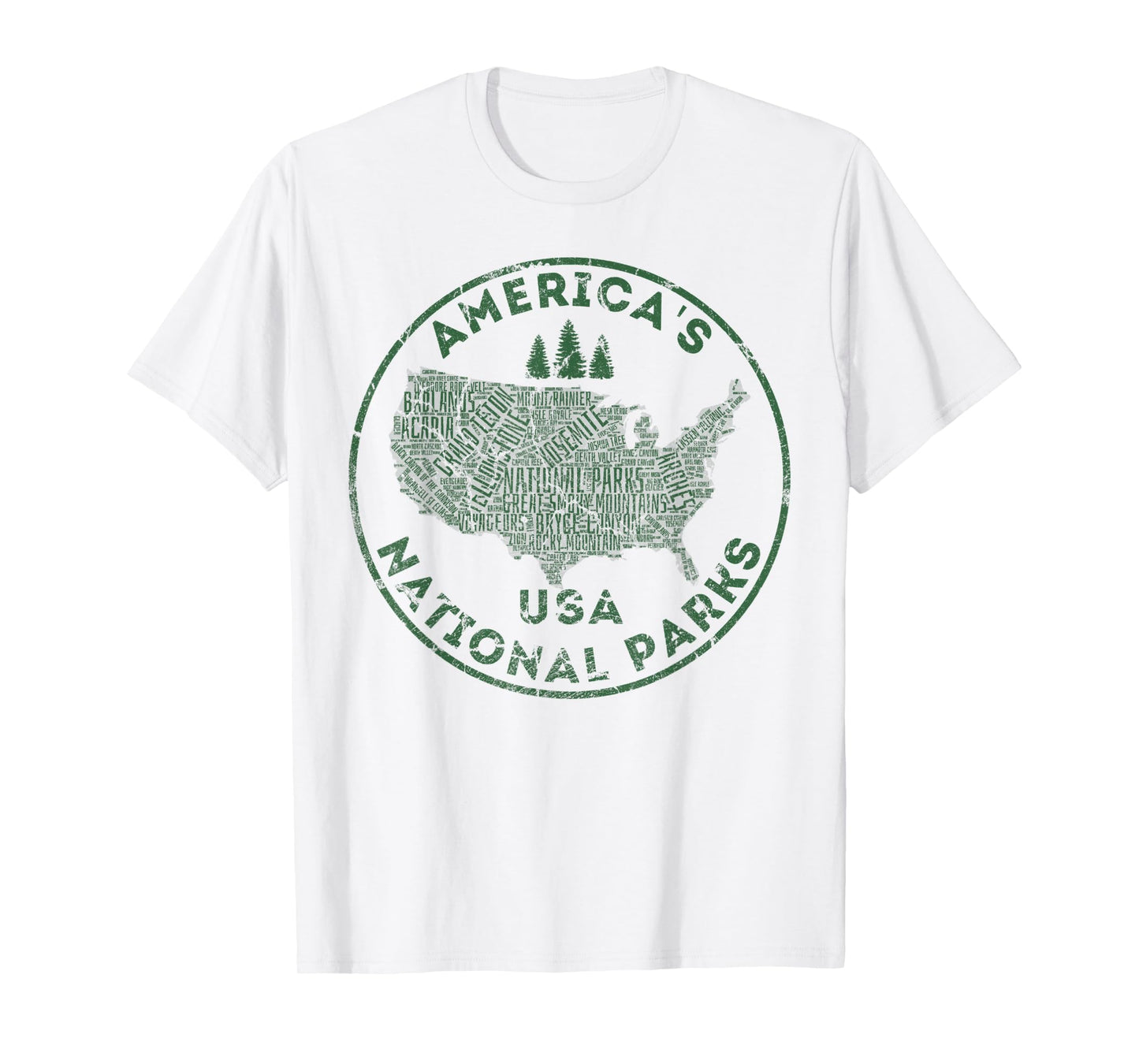 National Parks Map Hiking Travel Camping Outdoors Retro USA T-Shirt