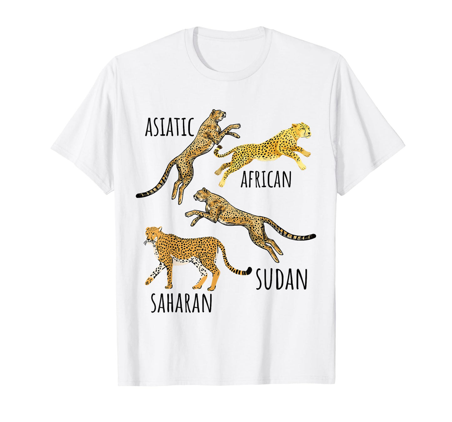 Type of Cheetahs Breeds Collection, Cheetah Print, Big Cat Men Women Kids T-Shirt