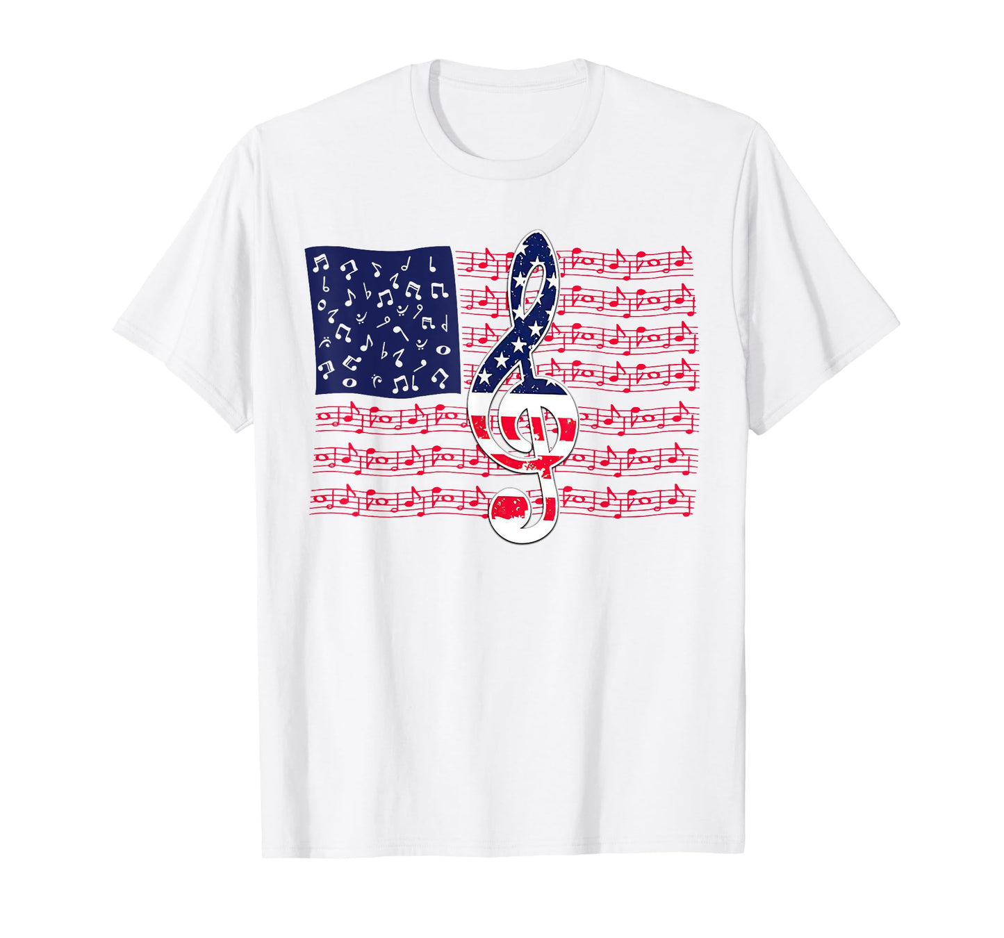 Music Note American Flag 4th of July Peace T-Shirt