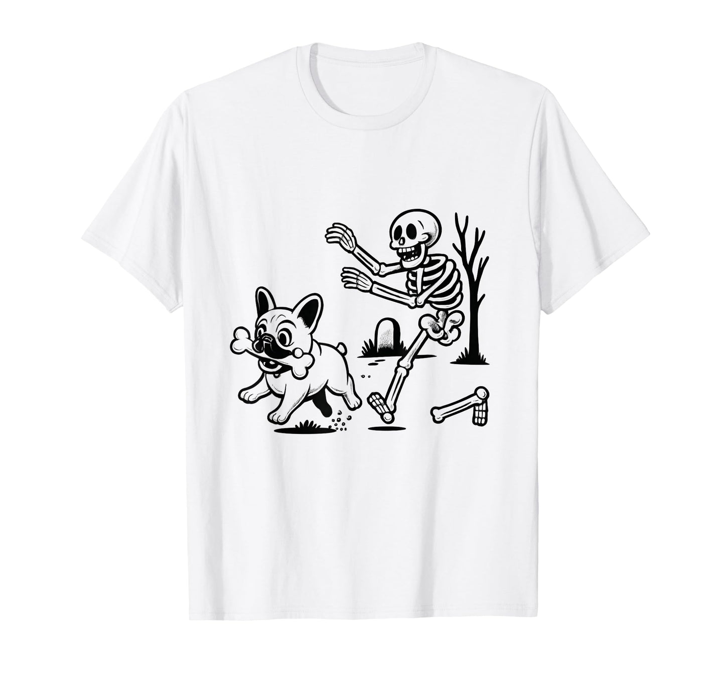 Funny Halloween French Bulldog Skeleton Spooky Season T-Shirt