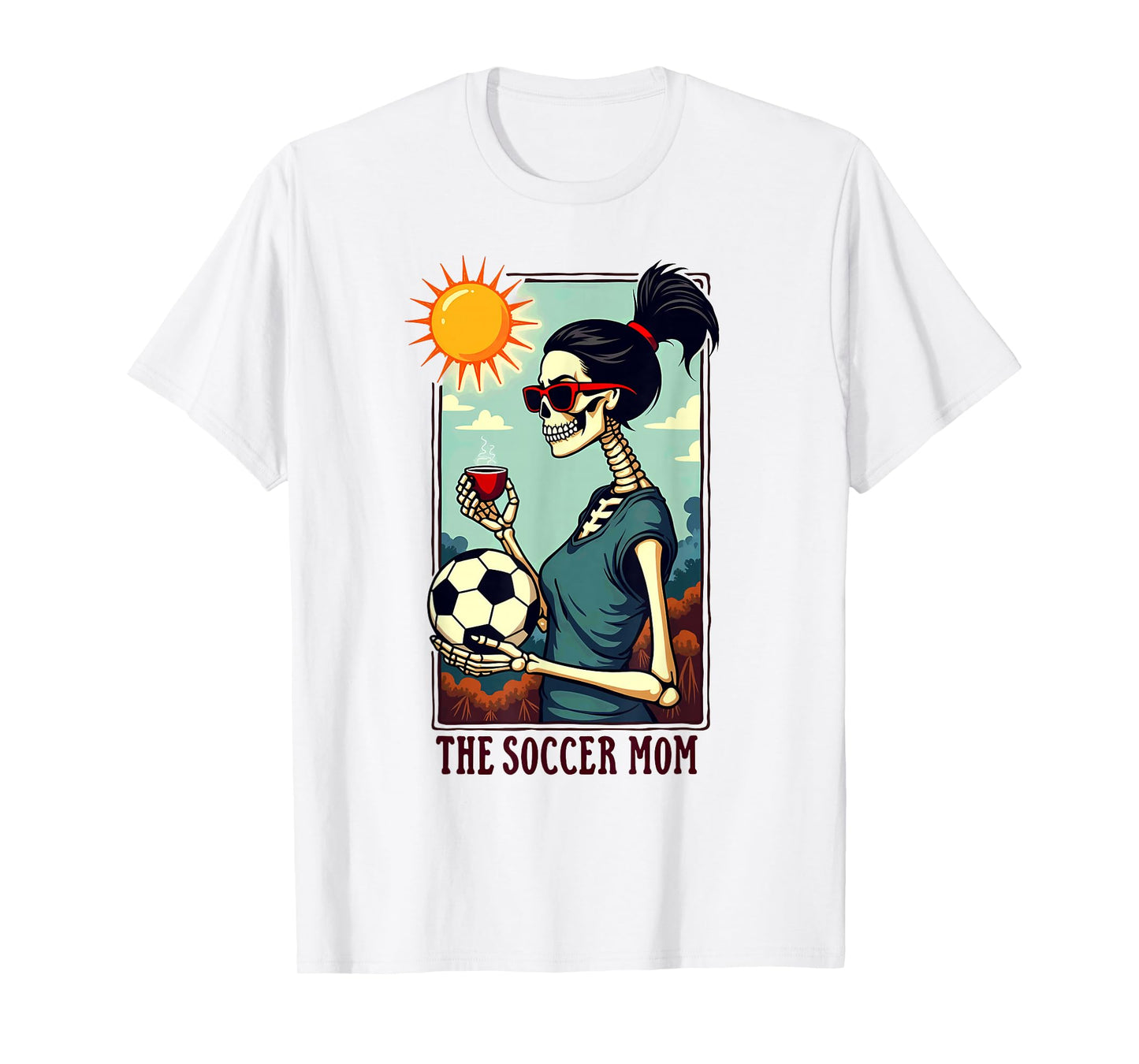 Gothic Tarot Card Skeleton Coffee Soccer Mom T-Shirt