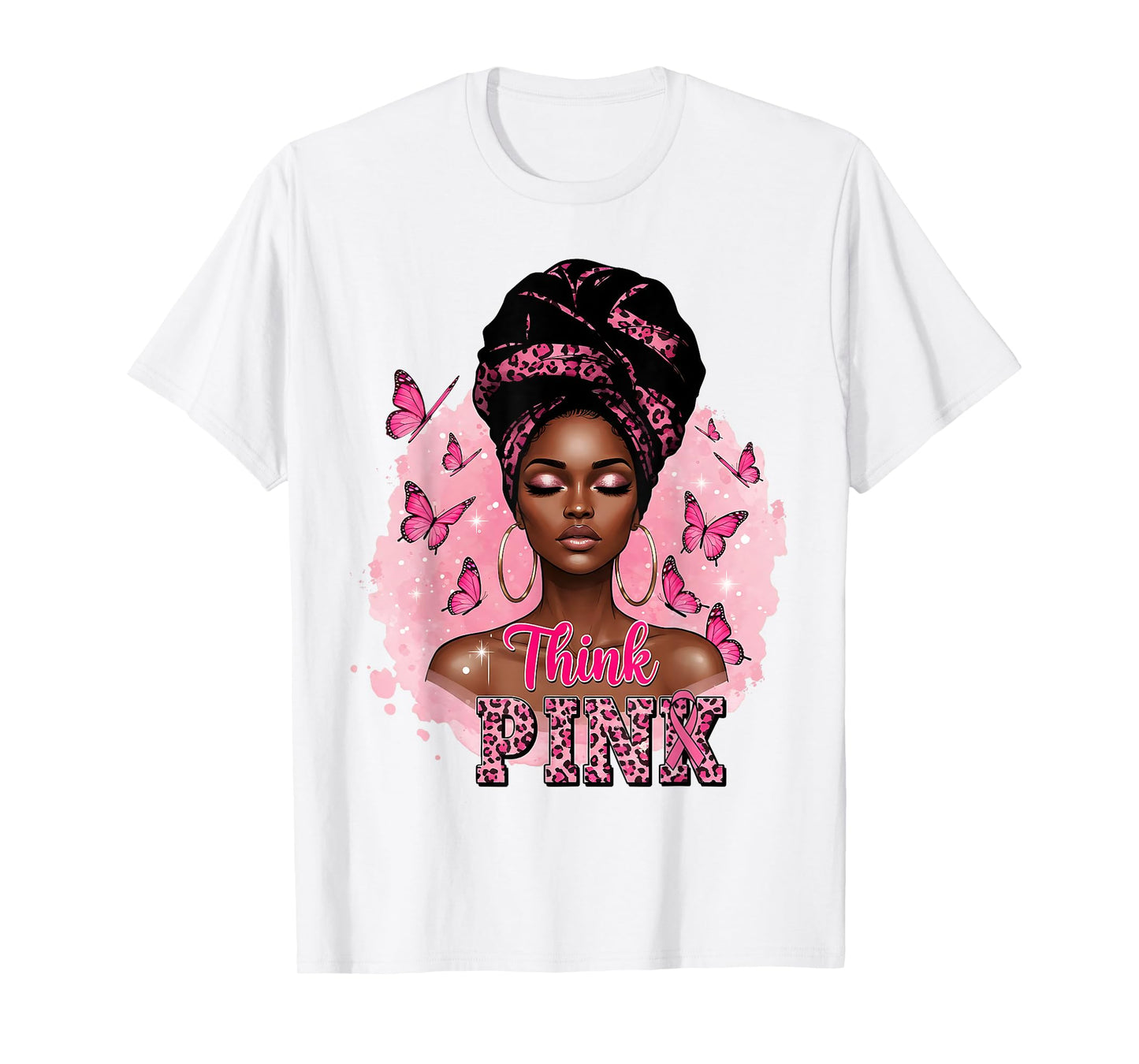 in October We Wear Pink Breast Cancer Think Black Women T-Shirt
