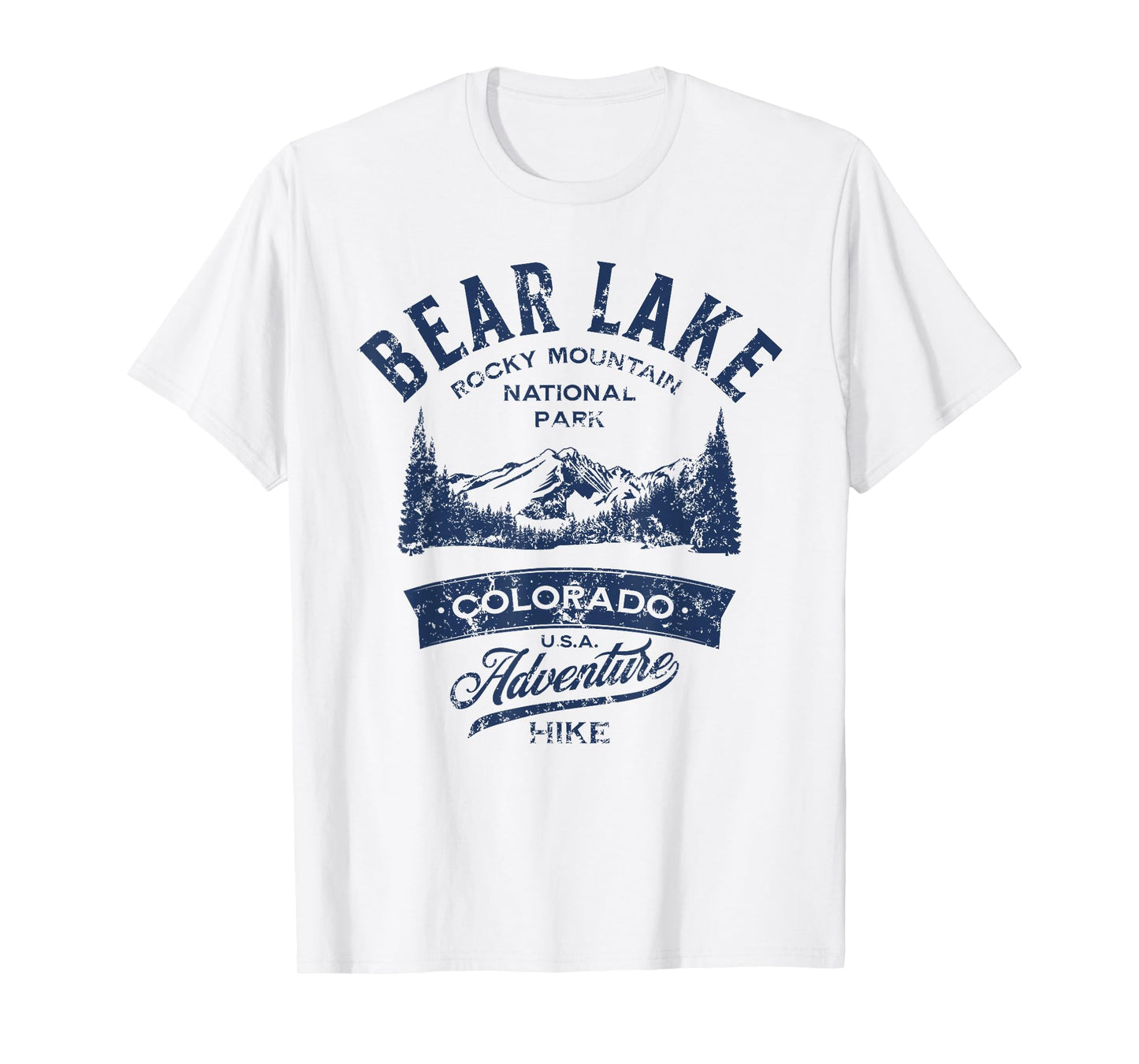 Bear Lake Rocky Mountain National Park Distressed Design T-Shirt