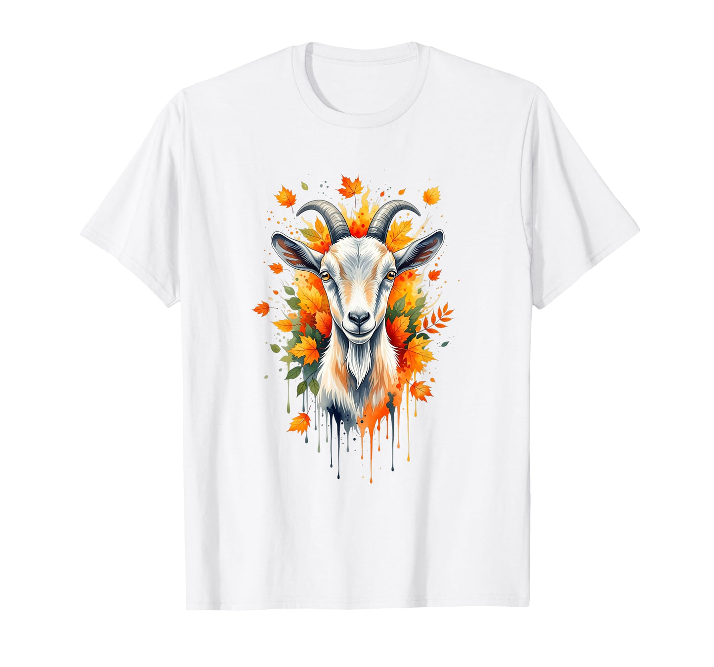 Autumn Goat Art Fall Leaves Nature Lovers Men Women T-Shirt