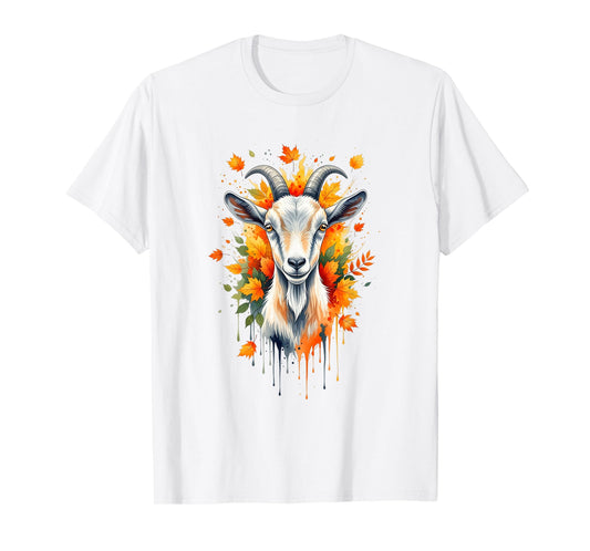 Autumn Goat Art Fall Leaves Nature Lovers Men Women T-Shirt