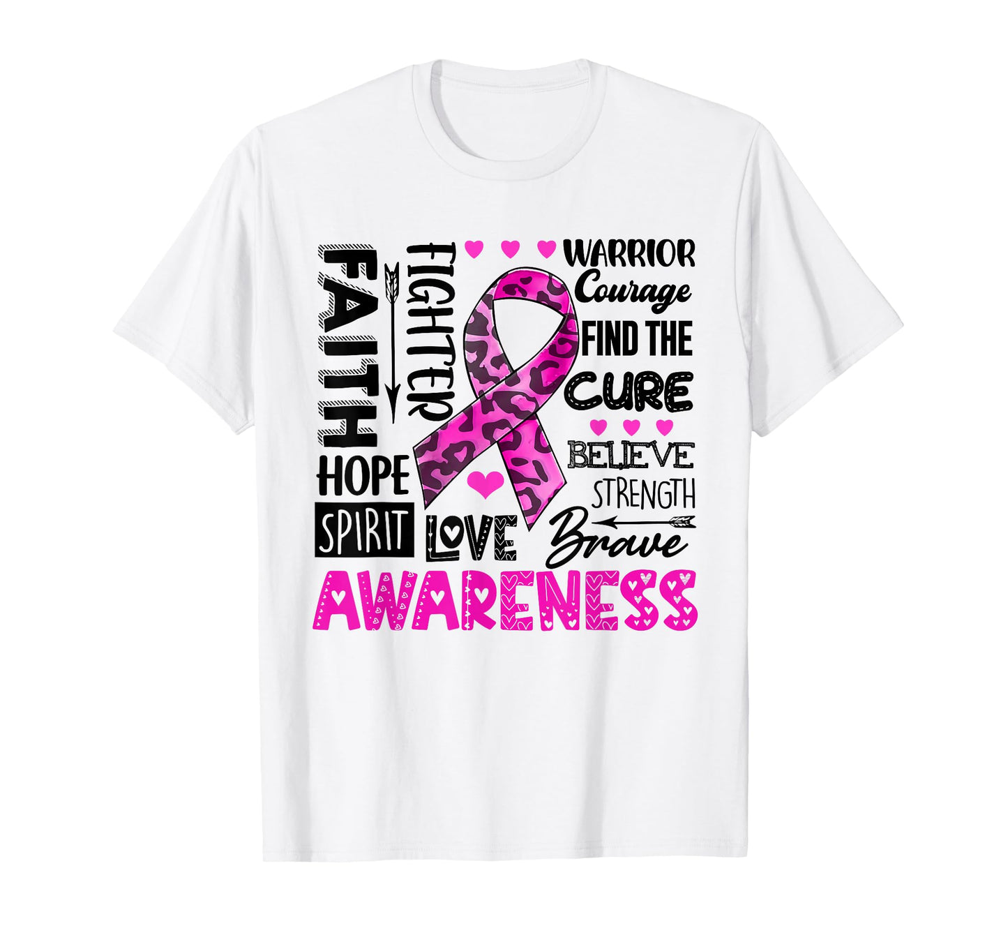 Breast Cancer Awareness Survivor Warrior Leopard Pink Ribbon T-Shirt