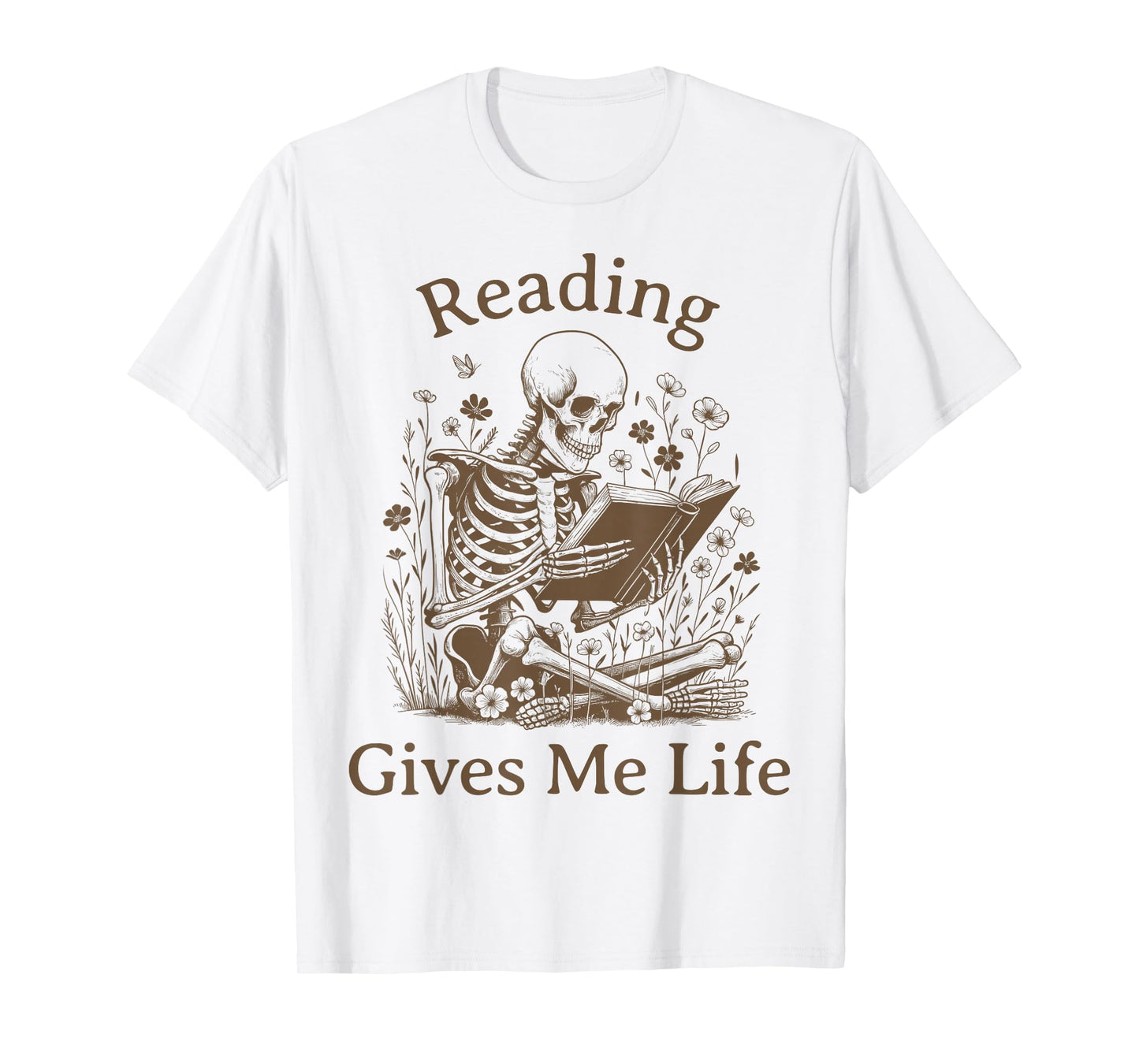 Bookish Skeleton Reading Book Nerd Bookworm Literary Girl T-Shirt