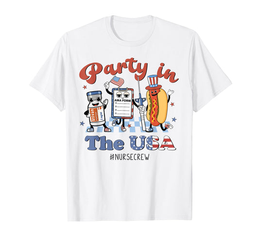 4th Of July Nurse Party in the USA ICU Nurse Crew ER EMS CNA Women Men T-Shirt