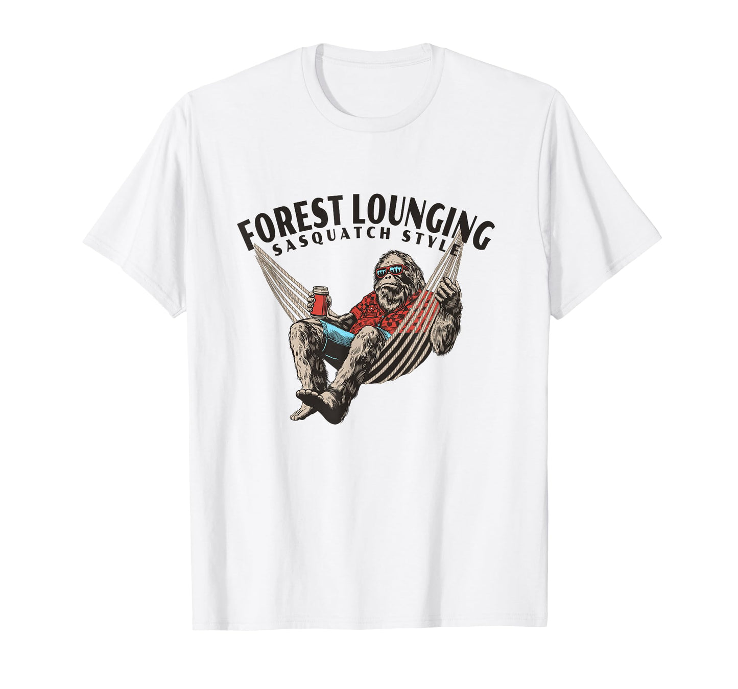 Forest Lounging Sasquatch Style Hammock Big Foot Artwork T-Shirt