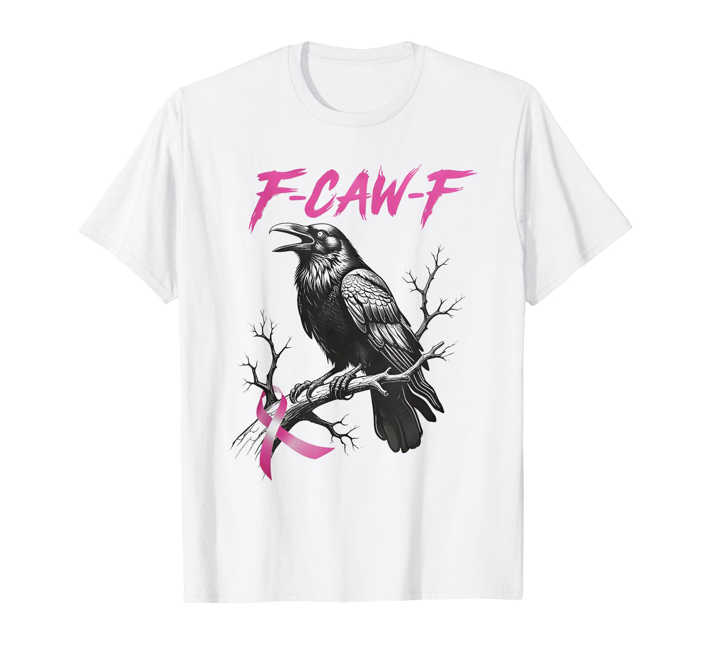 F Caw F Breast Cancer Awareness Funny Halloween Raven T-Shirt