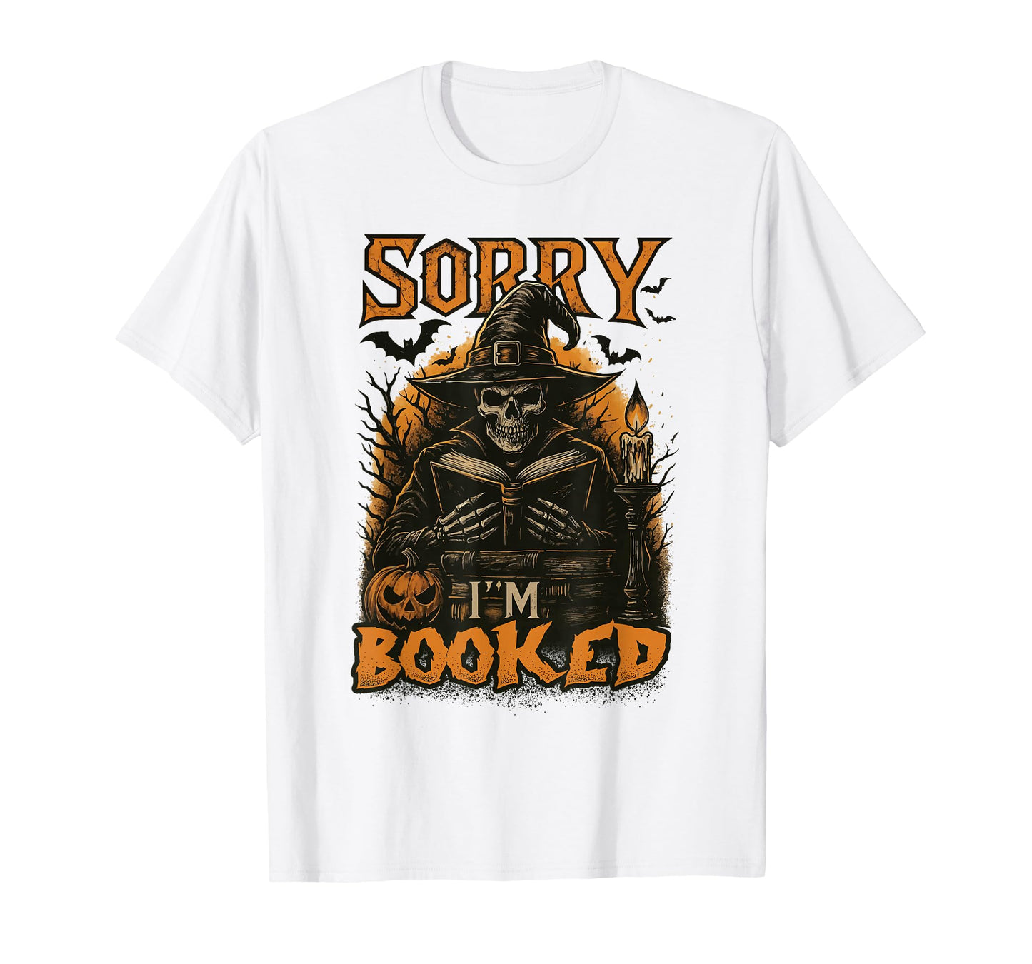 Halloween I'm Booked Spooky Book Lover Skeleton T-Shirt