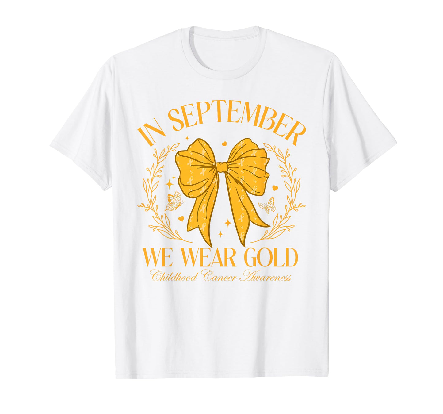 in September We Wear Gold Coquette Bow for Childhood Cancer T-Shirt
