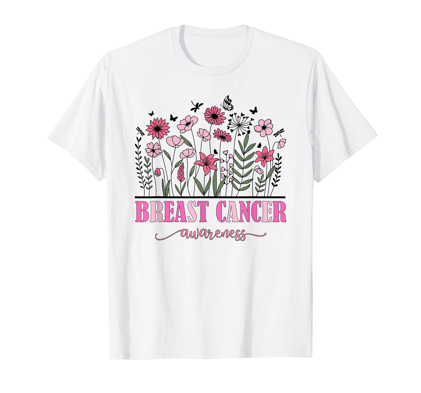 Flowers Breast Cancer Awareness Women Cancer Survivor T-Shirt