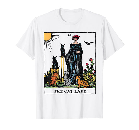 The Cat Lady Tarot Card Vintage Gothic Women Cat Mom T-Shirt