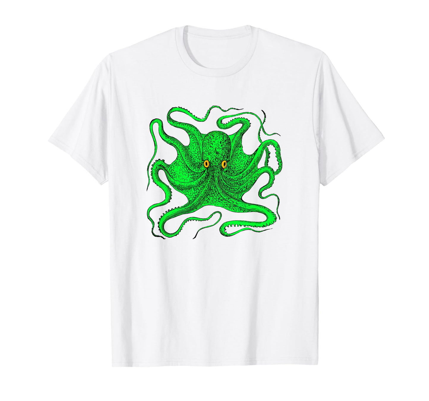 Octopus Shirt Graphic Tee (green with yellow eyes)