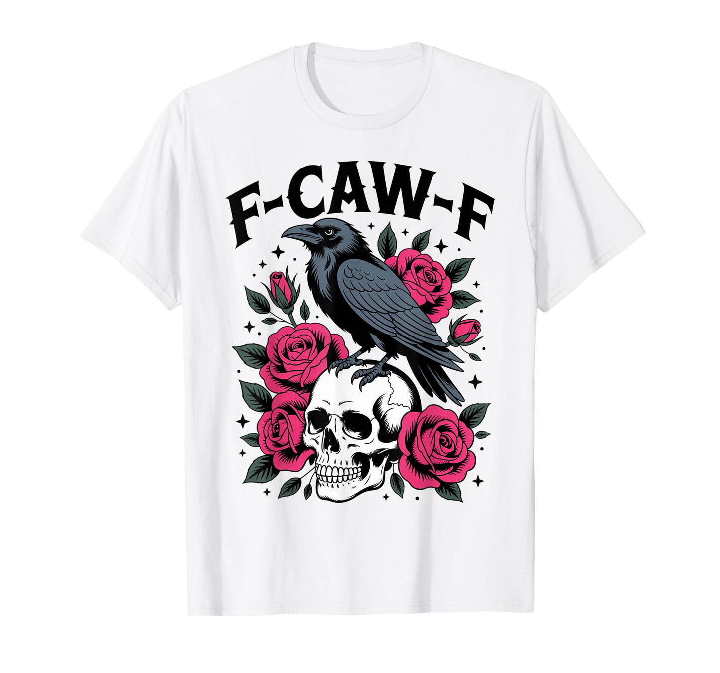 Black Crow F-Caw-F Funny Gothic Bird Moon Adult Humor T-Shirt