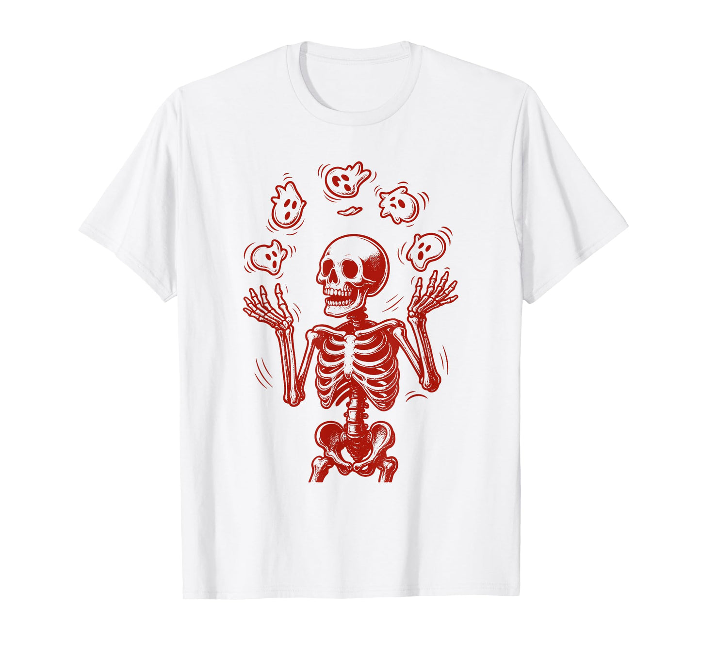 Retro Skeleton Juggling Ghosts Funny Halloween Tee T-Shirt