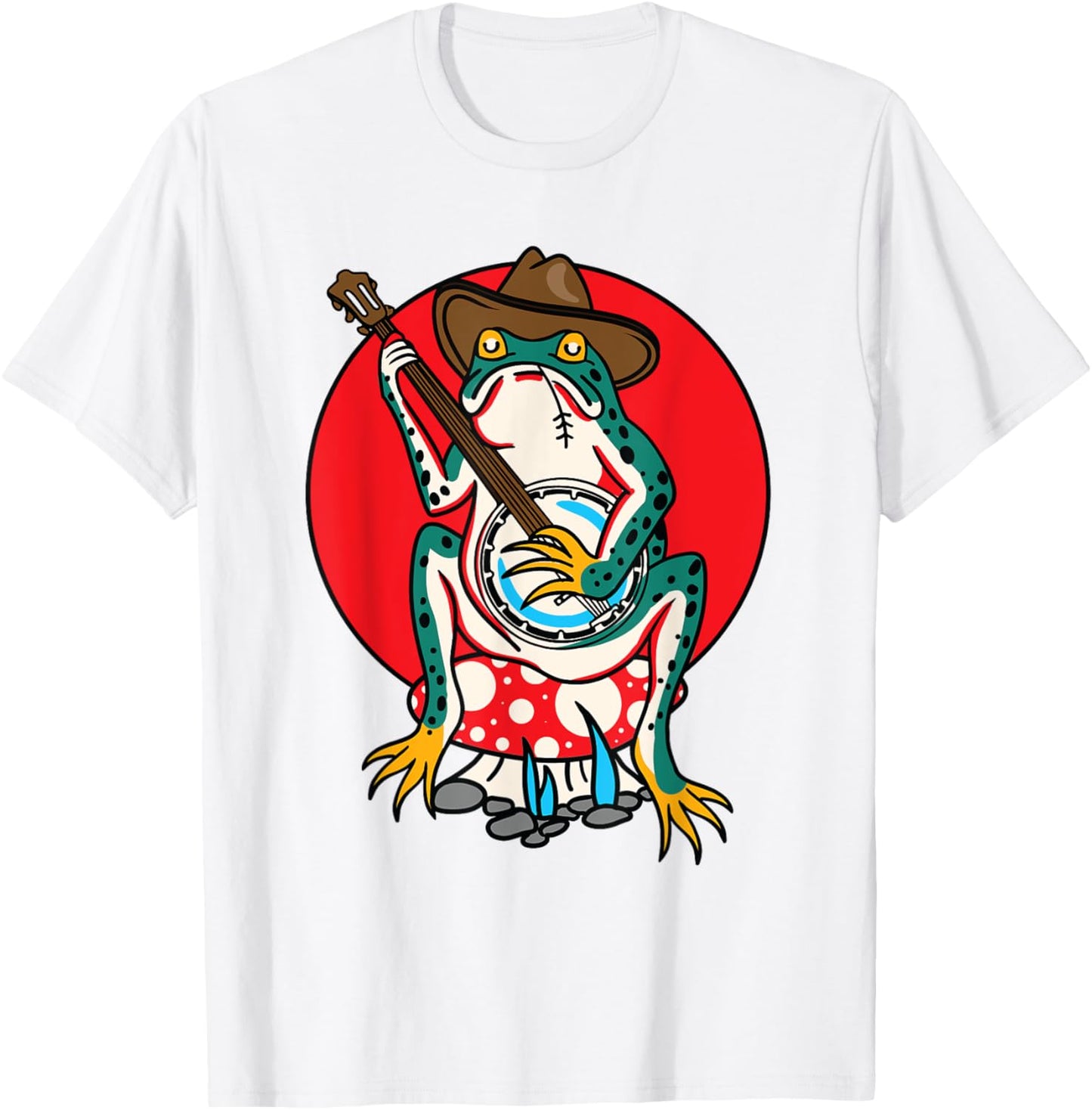 American Traditional Old School Tattoo Flash Frog Banjo T-Shirt