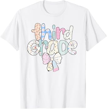 Preppy Third Grade Coquette Bow Back To School Teachers Kids T-Shirt