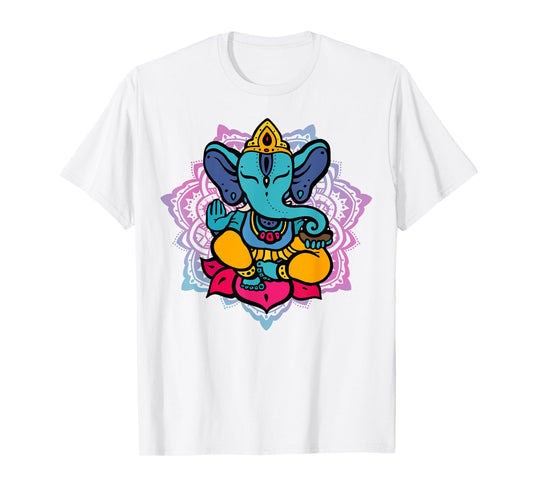 Beautiful Ganesha in Yoga Lotus Meditation Mandala T-Shirt T-Shirt