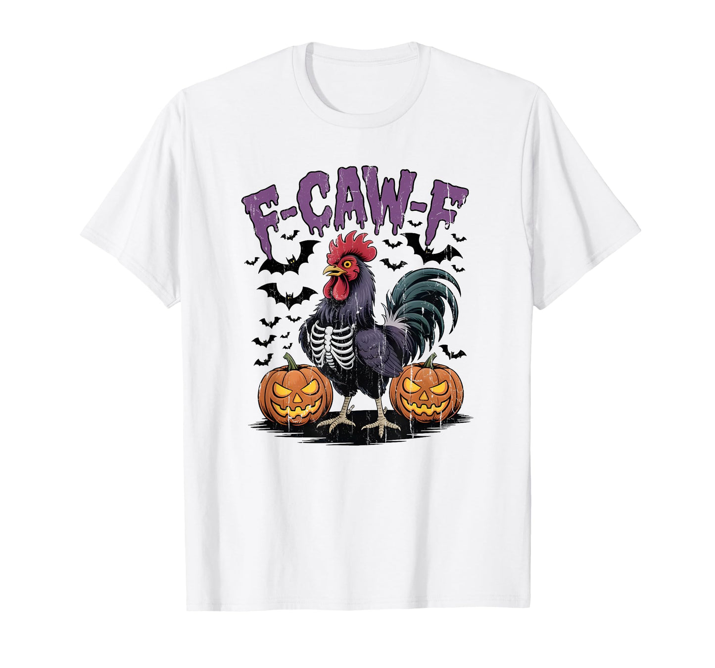 F-Caw-F Rooster, Funny Skeleton Chicken, Funny Halloween T-Shirt