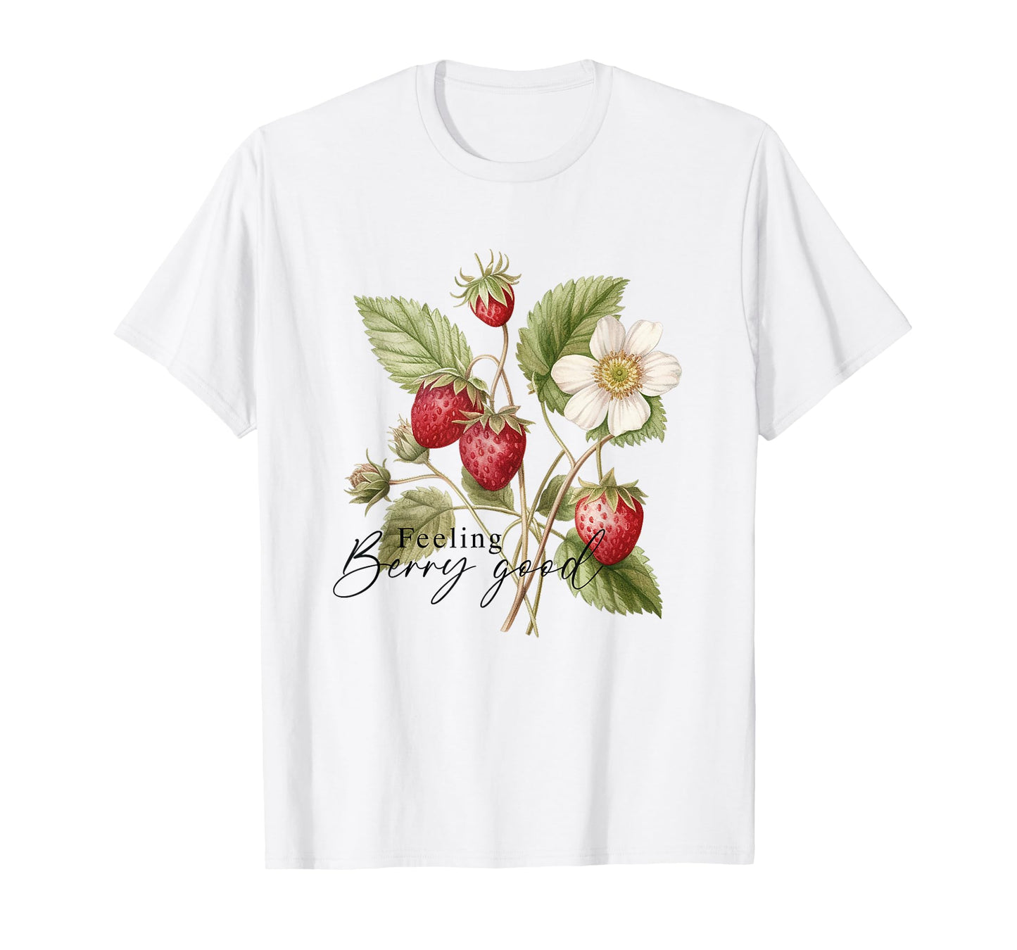 Summer Flower Strawberries Nature Lover Floral Wildflower T-Shirt