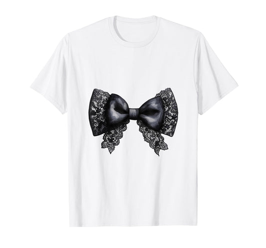 Black Lace Bow Design Girly T-Shirt