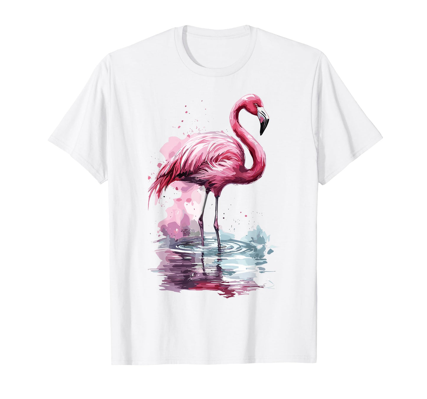 Cute Pink Flamingo Bird Watercolor Cute Flamingo T-Shirt