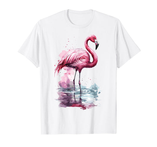 Cute Pink Flamingo Bird Watercolor Cute Flamingo T-Shirt
