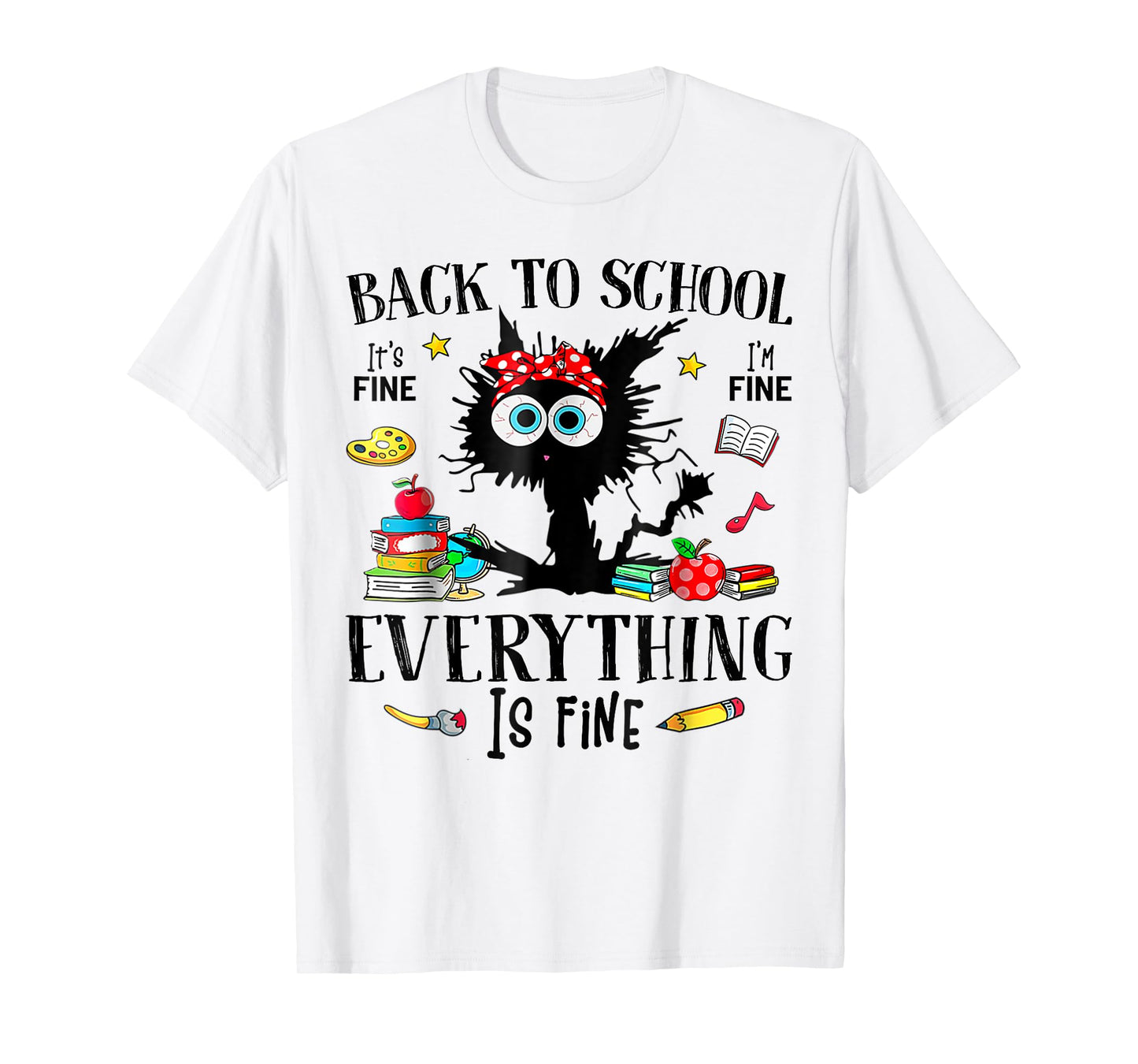 Back To School Frist Day Of School Teacher & Kids Funny Cat T-Shirt