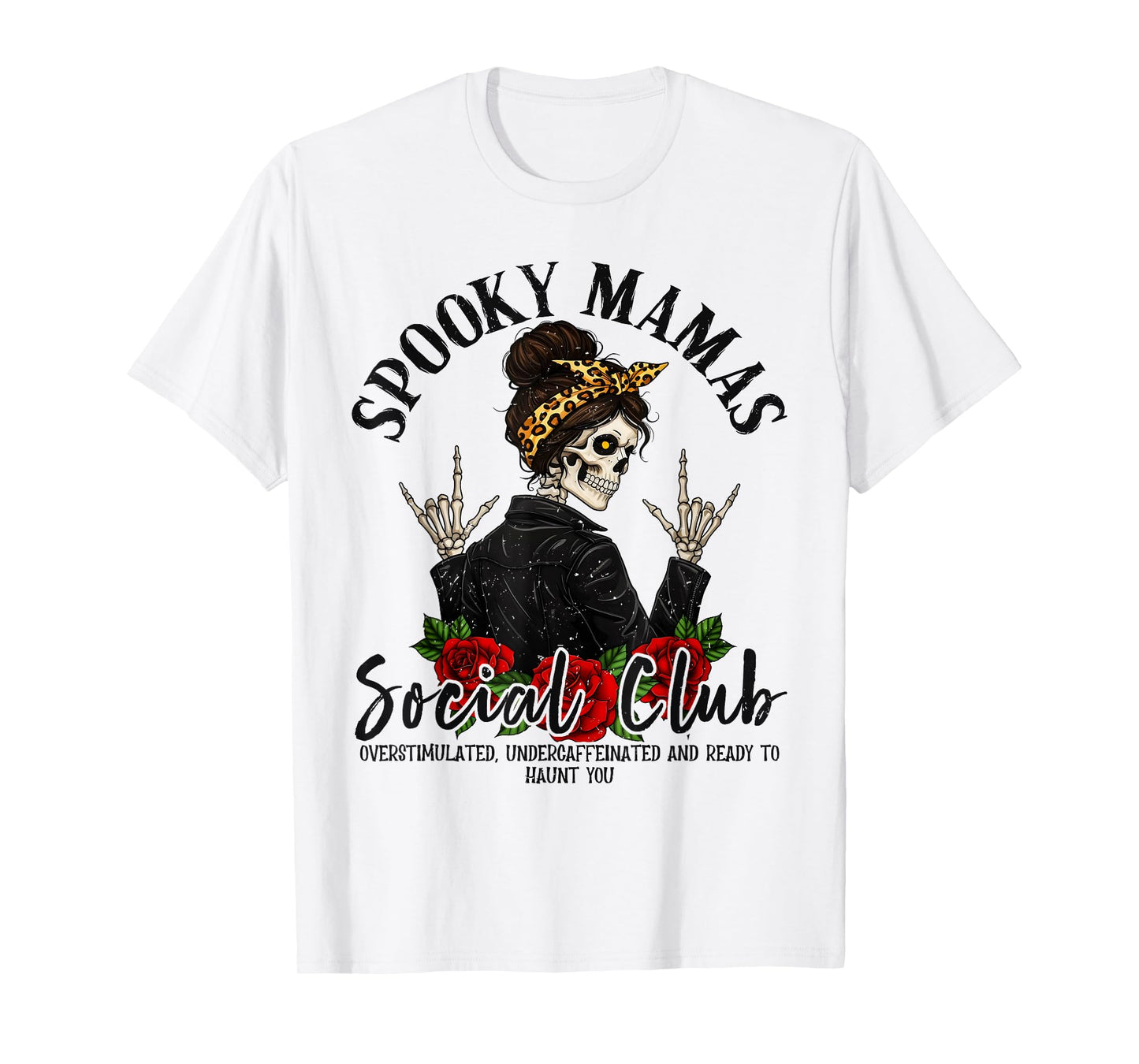 Spooky Mamas Social Club Halloween Vibe Skeleton Women Funny T-Shirt