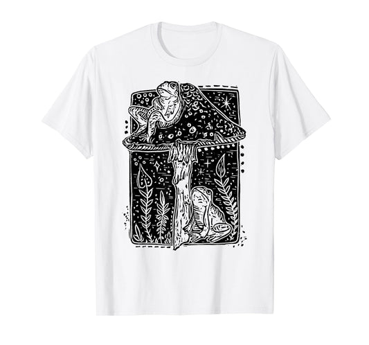 Cottagecore Aesthetic Cute Frog Mushroom Frogs Goblincore T-Shirt