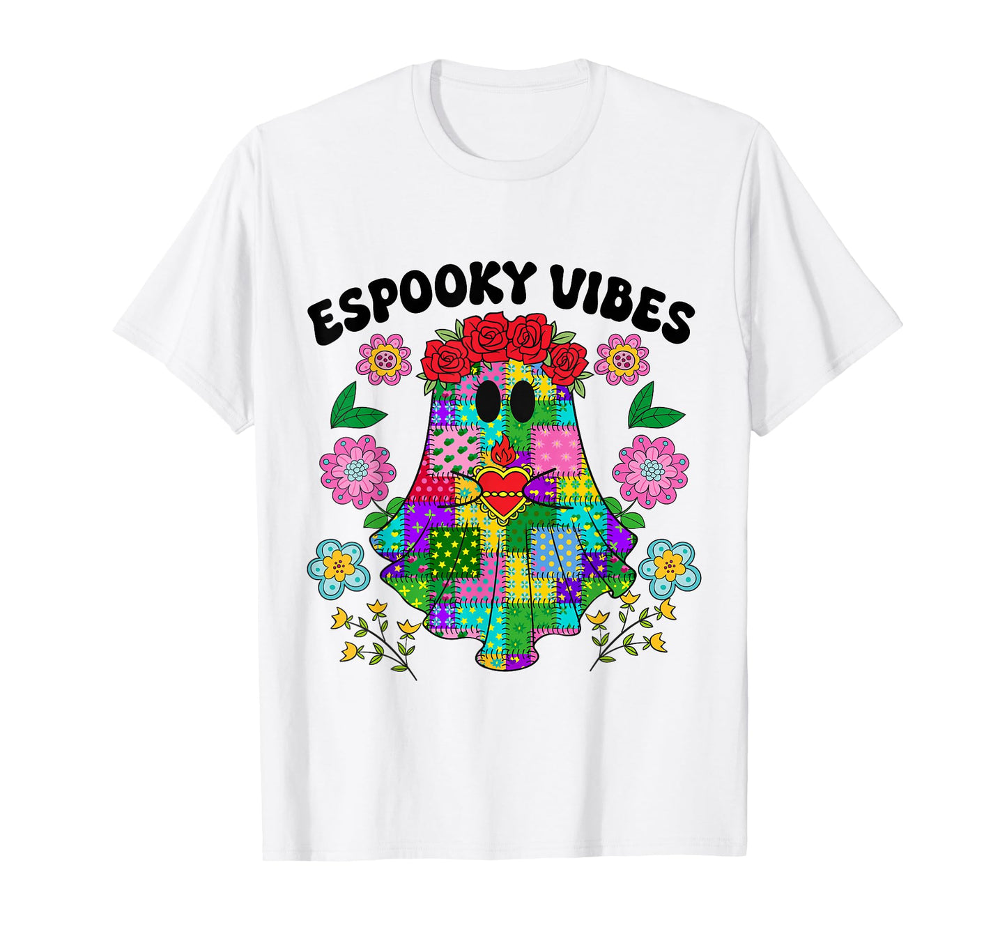 Espooky Vibes, Mexican Ghost Flowers Halloween, Spooky Vibes T-Shirt