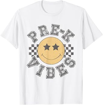 Retro Pre-K Vibes Teacher Student 1st Day Back To School T-Shirt