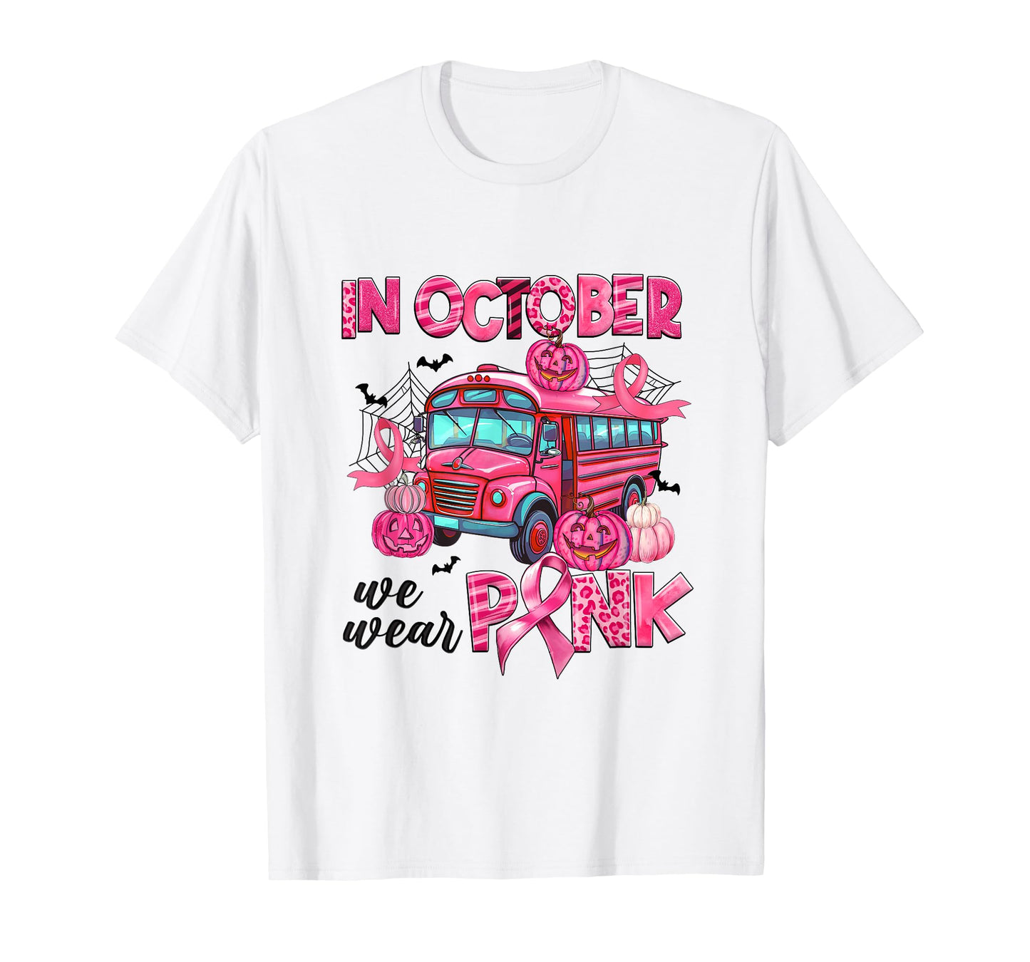 In October We Wear Pink Bus Driver Leopard Breast Cancer T-Shirt