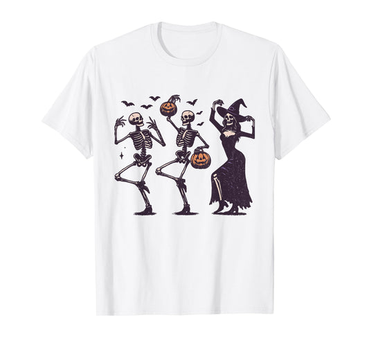 Dancing Skeletons and Witch Funny Halloween Party T-Shirt