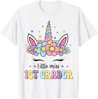 Little Miss 1st Grade Grader Hello First Day Of School Girls T-Shirt