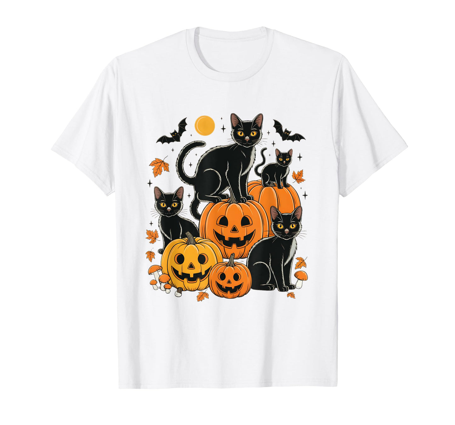 Black Cats and Pumpkins Halloween - Cute Spooky Cat Lover T-Shirt